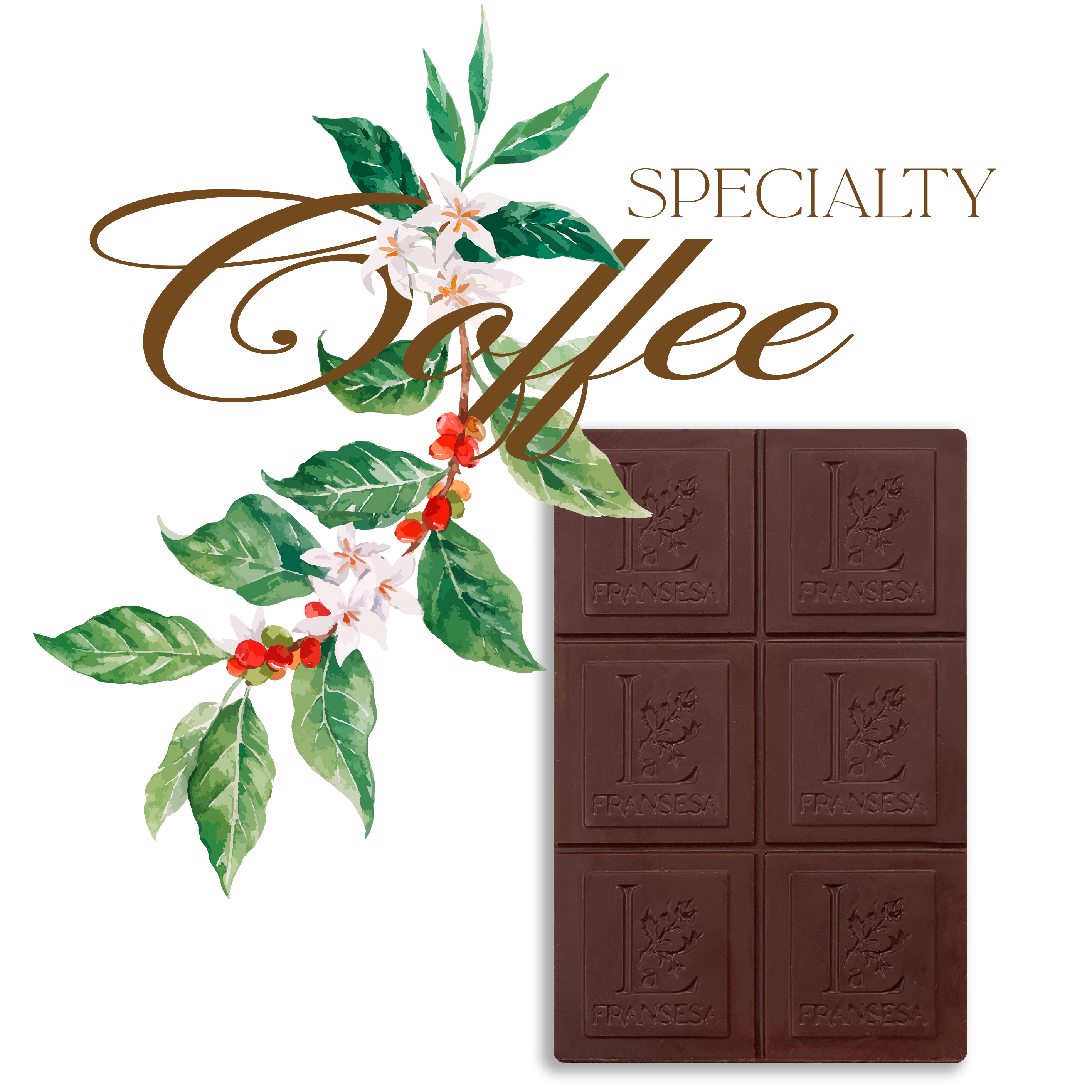 Chocolate with Specialty Coffee - Bean to bar. Craft Chocolate. 70% cocoa