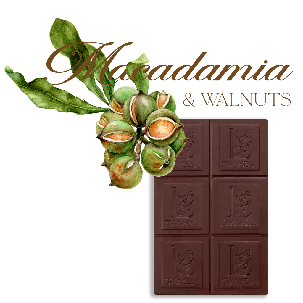 Macadamia & Walnuts - Bean to bar. Craft Chocolate. 70% cocoa