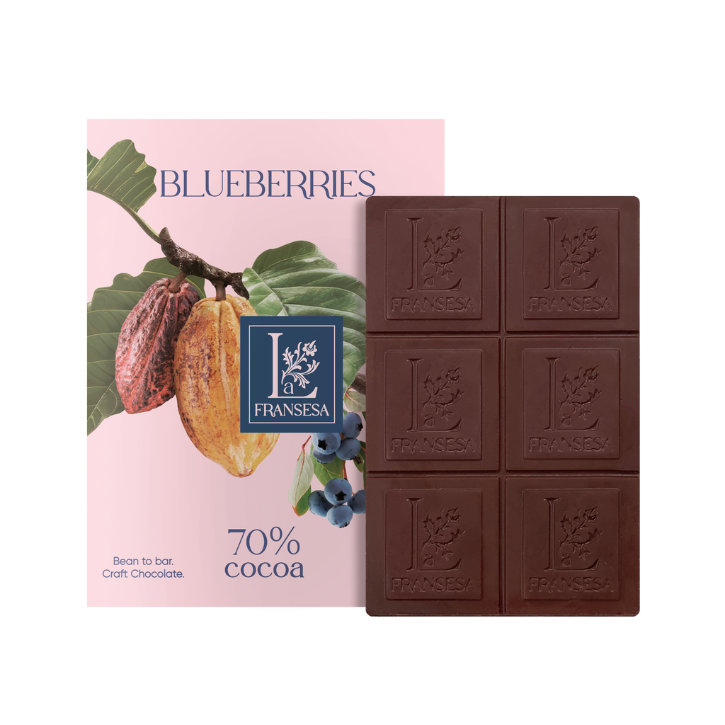 Blueberries - Bean to bar. Craft Chocolate. 70% cocoa