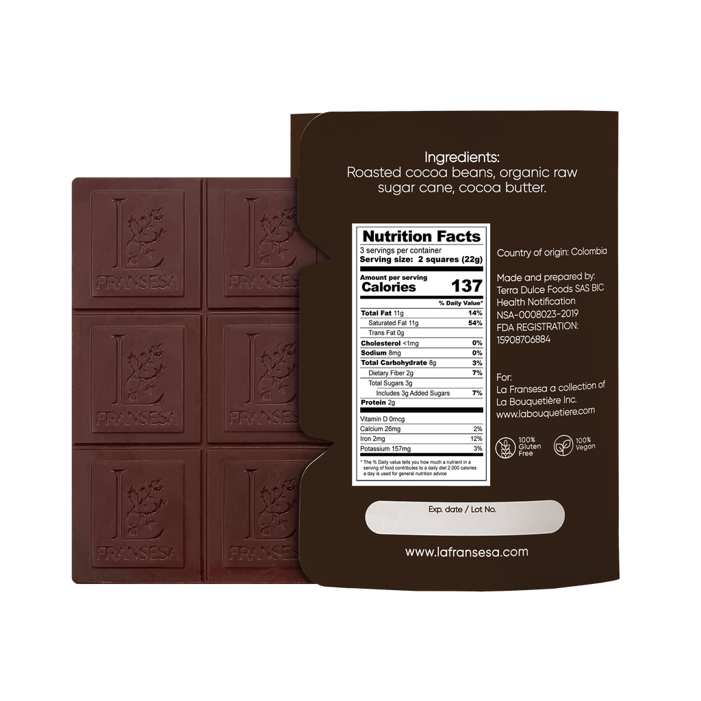 Intense Dark Chocolate - Bean to bar. Craft Chocolate. 82% cocoa