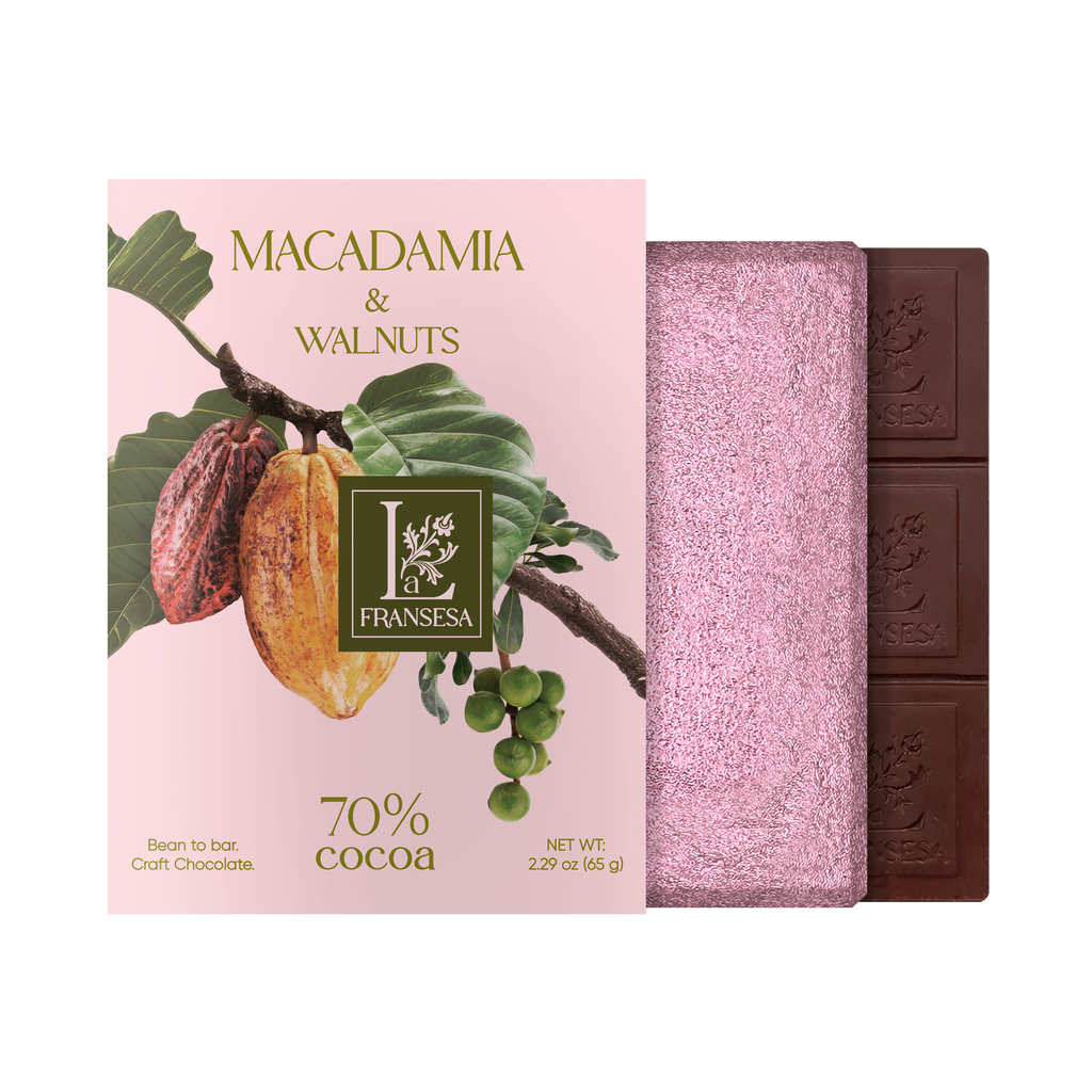 Macadamia & Walnuts - Bean to bar. Craft Chocolate. 70% cocoa