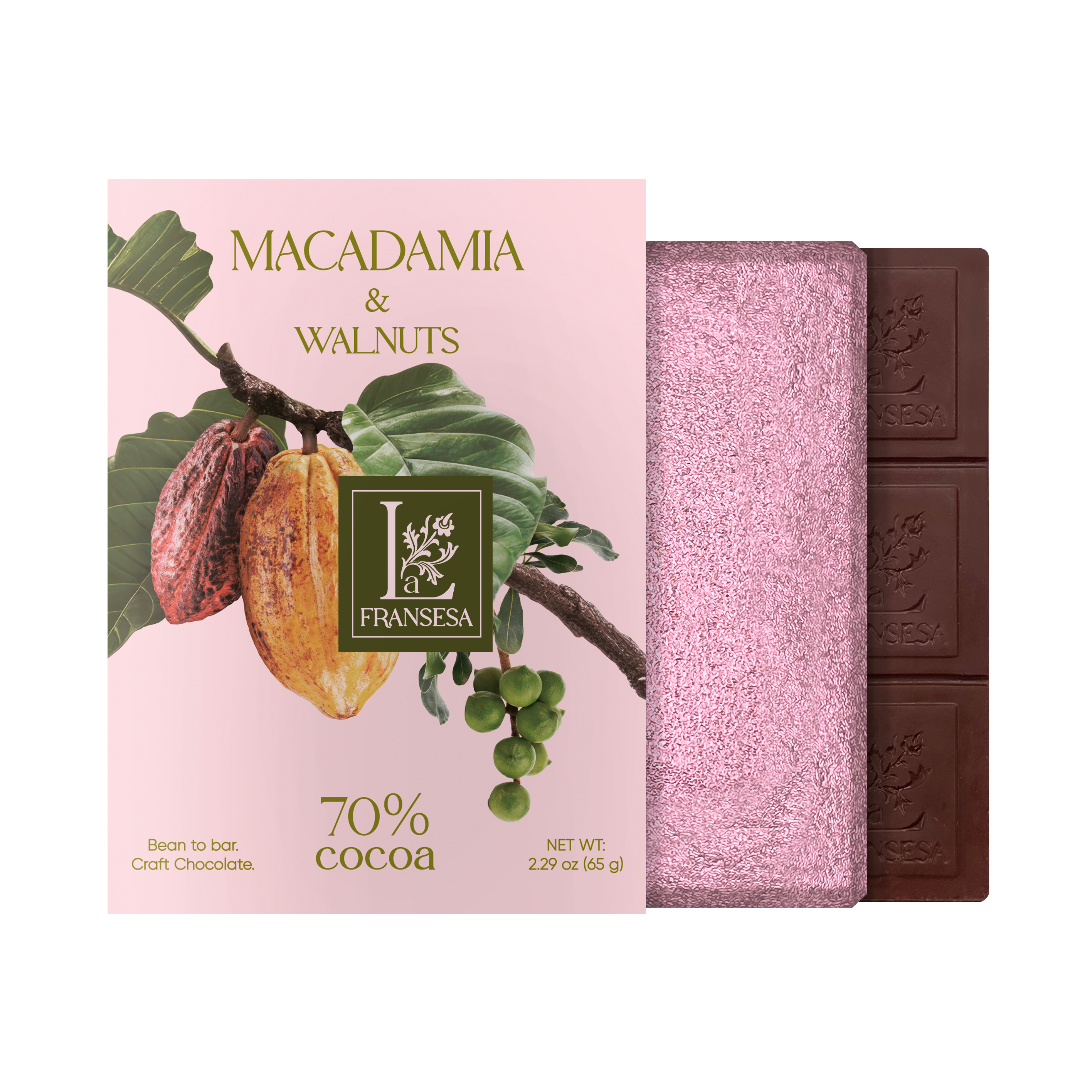 Macadamia & Walnuts - Bean to bar. Craft Chocolate. 70% cocoa