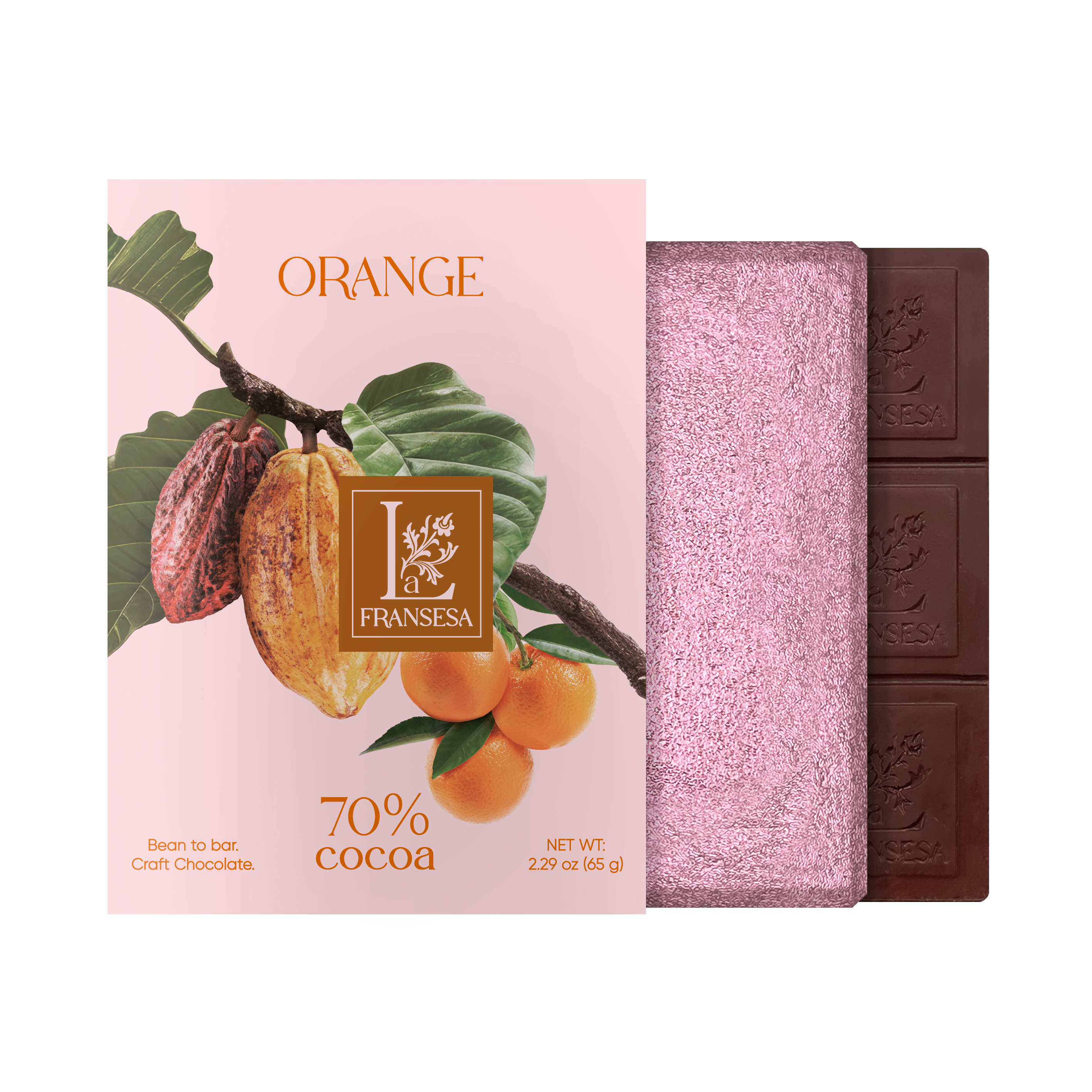 Orange - Bean to bar. Craft Chocolate. 70% cocoa