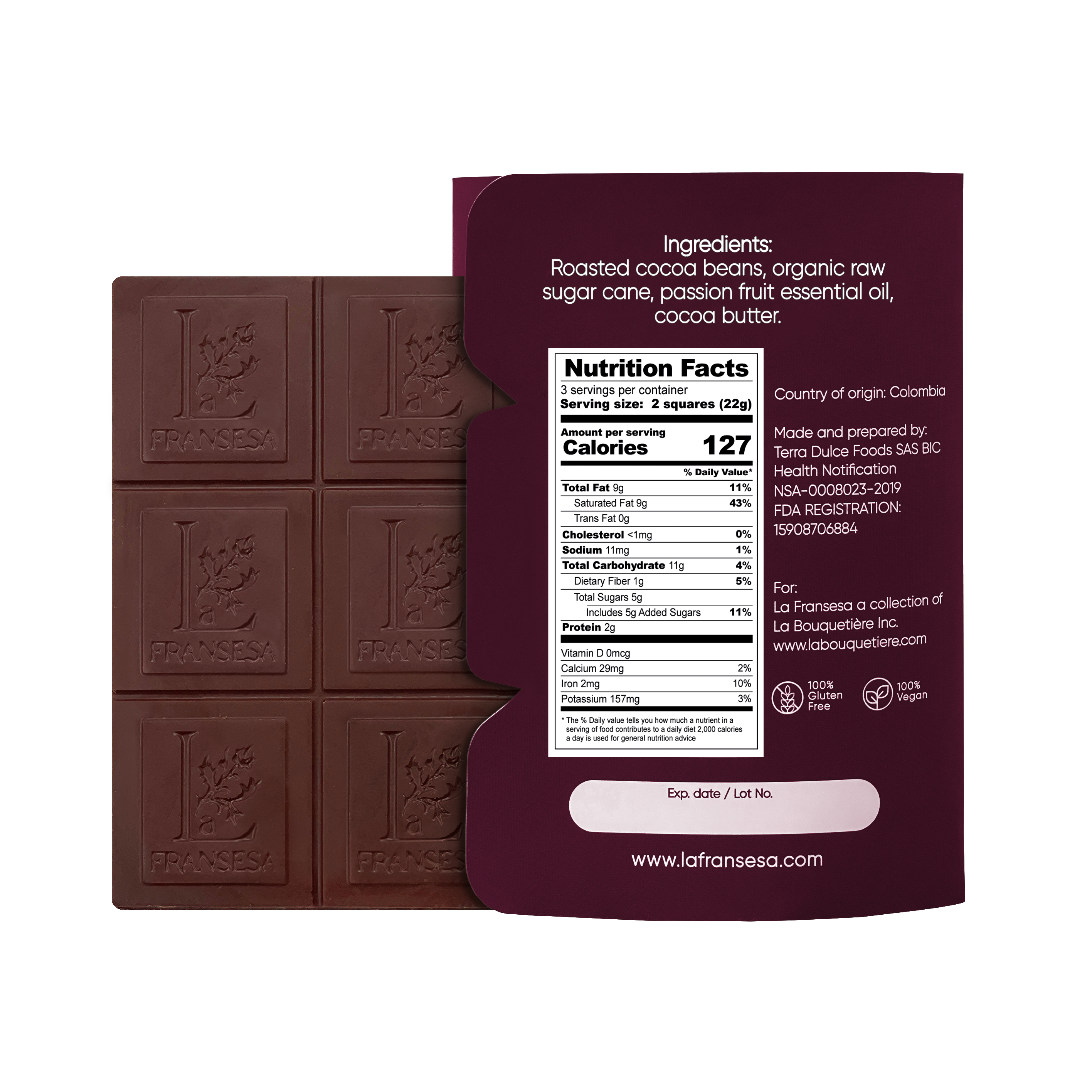 Passion Fruit - Bean to bar. Craft Chocolate. 70% cocoa