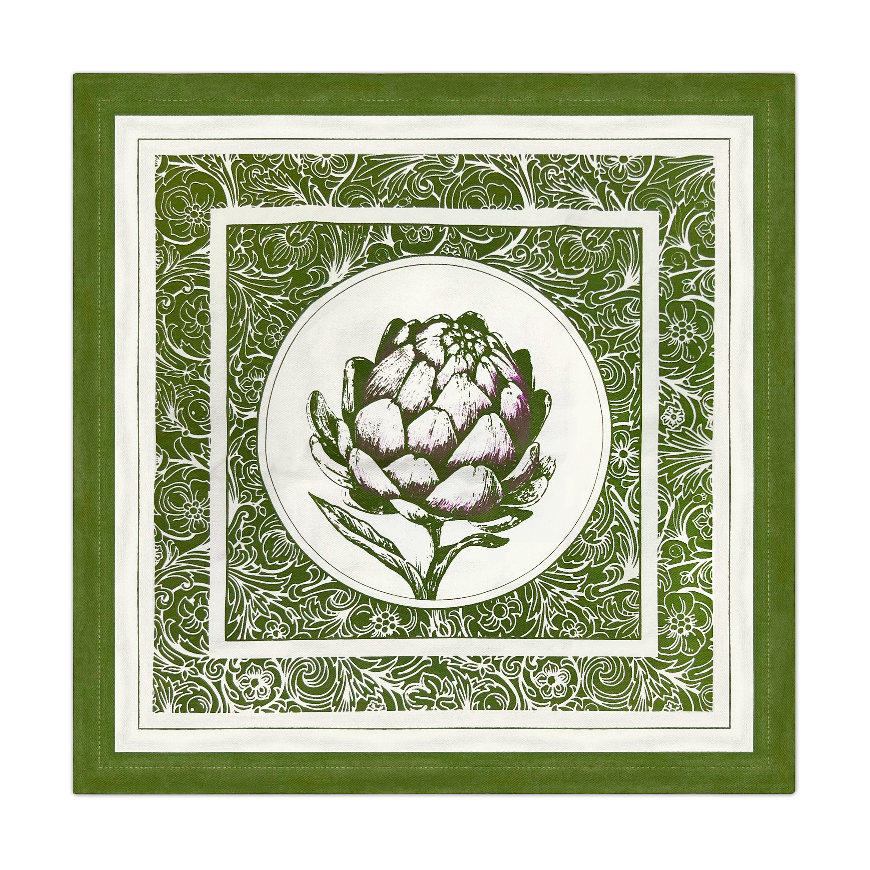 Denim Green Cotton Napkins / Placemats – 100% Colombian Cotton, Hand Block Printed